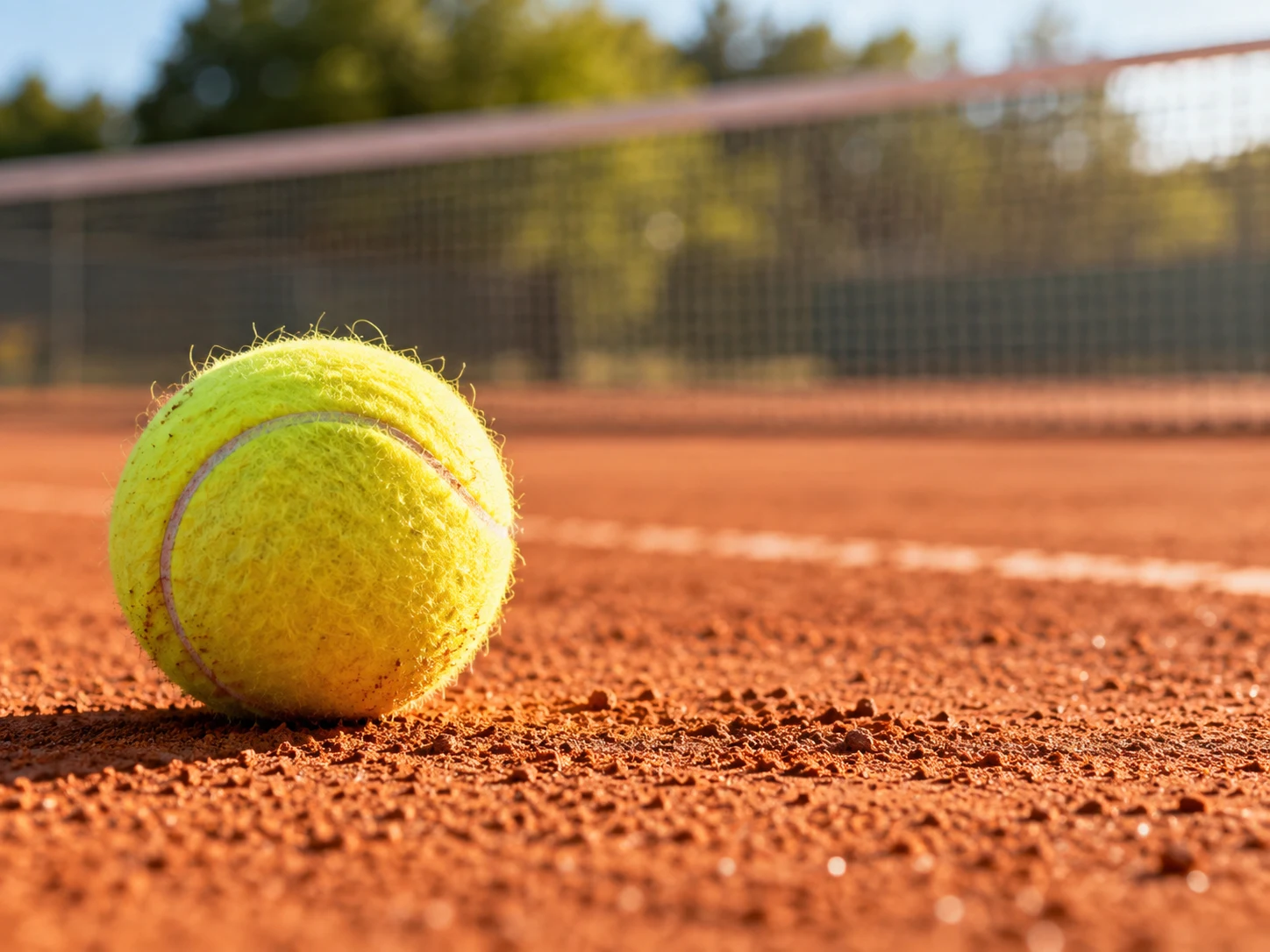 Tennisball auf einem Sandplatz – illustratives Sportmotiv